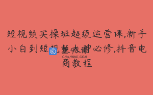 短视频实操班超级运营课,新手小白到短视频大神必修,抖音电商教程