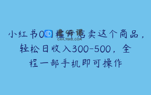 小红书0门槛开店卖这个商品，轻松日收入300-500，全程一部手机即可操作