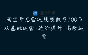 淘宝开店营运视频教程100节从基础运营+进阶提升+高级运营