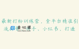 最新打粉训练营，全平台精准引流抖音、快手、小红书，打造