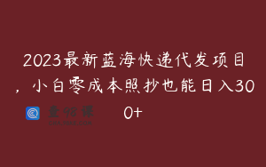 2023最新蓝海快递代发项目，小白零成本照抄也能日入300+