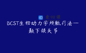 BCST生物动力学颅骶疗法—颞下颌关节
