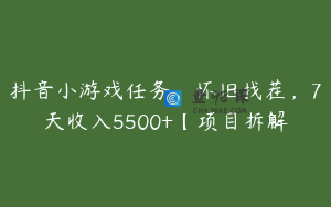 抖音小游戏任务,怀旧找茬,7天收入5500+【项目拆解