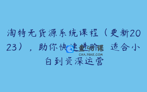 淘特无货源系统课程（更新2023），助你快速进阶，适合小白到资深运营