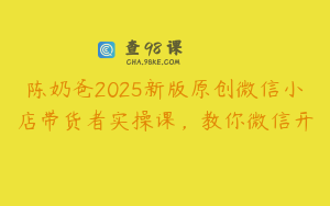 陈奶爸2025新版原创微信小店带货者实操课，教你微信开