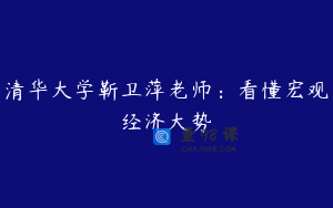 清华大学靳卫萍老师：看懂宏观经济大势