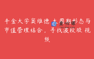 牛金大学窦维德 大周期形态与市值管理结合，寻找波段股 视频