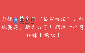 影视直播全新“窗口玩法”，特殊赛道，抢先分享！摆烂一样有钱赚【揭秘】