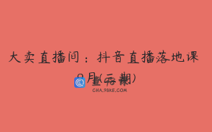 大卖直播间：抖音直播落地课 9月(三期)