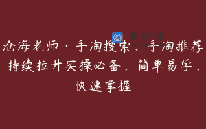 沧海老师·手淘搜索、手淘推荐持续拉升实操必备，简单易学，快速掌握