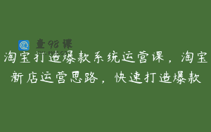 淘宝打造爆款系统运营课，淘宝新店运营思路，快速打造爆款