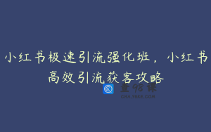 小红书极速引流强化班，小红书高效引流获客攻略