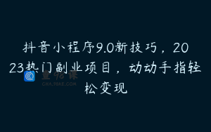 抖音小程序9.0新技巧，2023热门副业项目，动动手指轻松变现