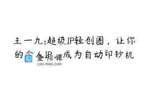 王一九:超级IP轻创圈，让你的个人IP，成为自动印钞机