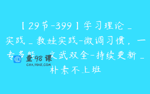 【29节-399】学习理论_实践_教娃实践-微调习惯，一专多能，文武双全-持续更新_朴素不上班