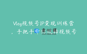 Vlog视频号IP变现训练营，手把手带你玩转视频号