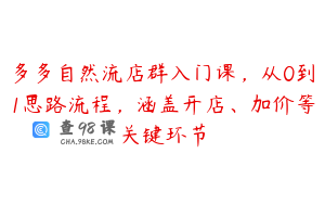 多多自然流店群入门课，从0到1思路流程，涵盖开店、加价等关键环节