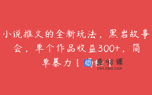 小说推文的全新玩法，黑岩故事会，单个作品收益300+，简单暴力【揭秘】