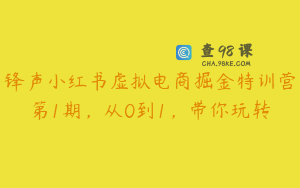 锋声小红书虚拟电商掘金特训营第1期，从0到1，带你玩转