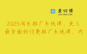2025淘系推广系统课，史上最全面的付费推广系统课，内