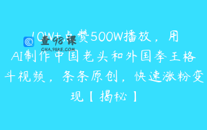 10W+点赞500W播放，用AI制作中国老头和外国拳王格斗视频，条条原创，快速涨粉变现【揭秘】