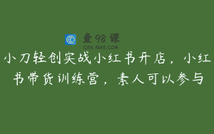 小刀轻创实战小红书开店，小红书带货训练营，素人可以参与