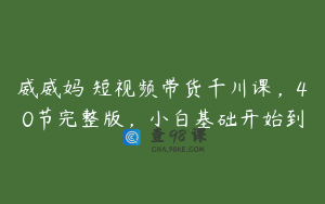 威威妈・短视频带货千川课，40节完整版，小白基础开始到
