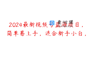 2024最新视频号蓝海项目，简单易上手，适合新手小白，