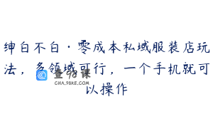 绅白不白·零成本私域服装店玩法，多领域可行，一个手机就可以操作
