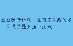 韭韭涨停秘籍，在锁定风险的基础上擒牛捉妖