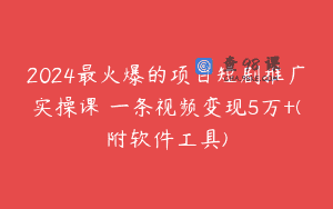 2024最火爆的项目短剧推广实操课 一条视频变现5万+(附软件工具)