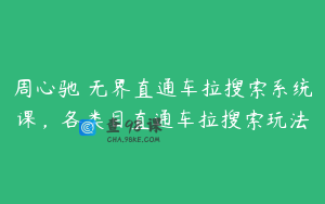 周心驰・无界直通车拉搜索系统课，各类目直通车拉搜索玩法