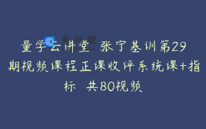 量学云讲堂  张宁基训第29期视频课程正课收评系统课+指标  共80视频
