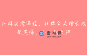 社群实操课程，社群全局增长成交实操，小白到大神