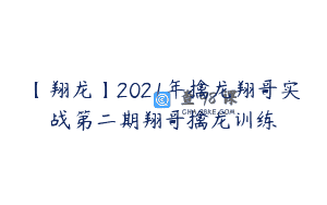【翔龙】2021年擒龙翔哥实战第二期翔哥擒龙训练