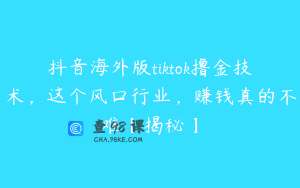 抖音海外版tiktok撸金技术，这个风口行业，赚钱真的不难【揭秘】