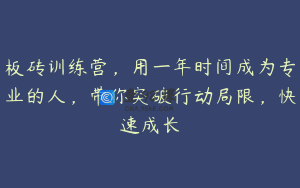 板砖训练营，用一年时间成为专业的人，带你突破行动局限，快速成长
