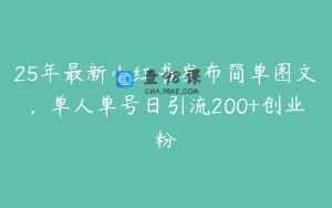25年最新小红书发布简单图文，单人单号日引流200+创业粉