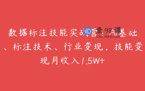 数据标注技能实战营：AI基础、标注技术、行业变现，技能变现月收入1.5W+