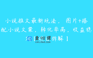 小说推文最新玩法， 图片+搭配小说文案，转化率高，收益稳定【项目拆解】