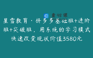 星雪教育·拼多多基础班+进阶班+突破班，用系统的学习模式快速改变现状价值3580元