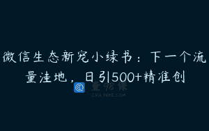 微信生态新宠小绿书：下一个流量洼地，日引500+精准创