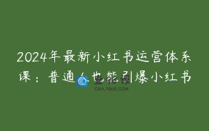 2024年最新小红书运营体系课：普通人也能引爆小红书