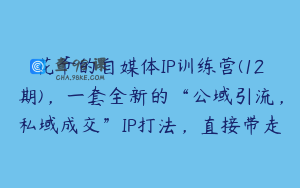 花爷的自媒体IP训练营(12期)，一套全新的“公域引流，私域成交”IP打法，直接带走