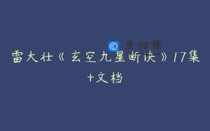 雷大壮《玄空九星断诀》17集+文档