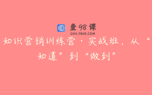 知识营销训练营·实战班，从“知道”到“做到”