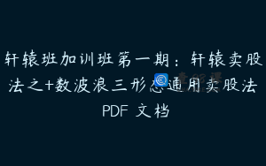 轩辕班加训班第一期：轩辕卖股法之+数波浪三形态通用卖股法 PDF 文档