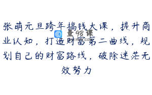 张萌元旦跨年搞钱大课，提升商业认知，打造财富第二曲线，规划自己的财富路线，破除迷茫无效努力