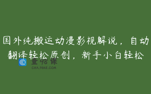 国外纯搬运动漫影视解说，自动翻译轻松原创，新手小白轻松