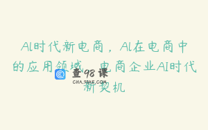 Al时代新电商,Al在电商中的应用领域,电商企业AI时代新契机